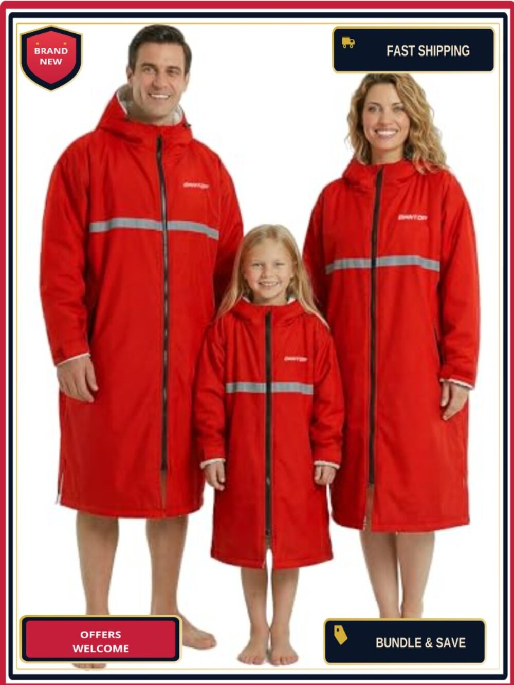 Waterproof Quick-Dry Changing Robe Poncho with 2-Way Zipper for Beach Pool